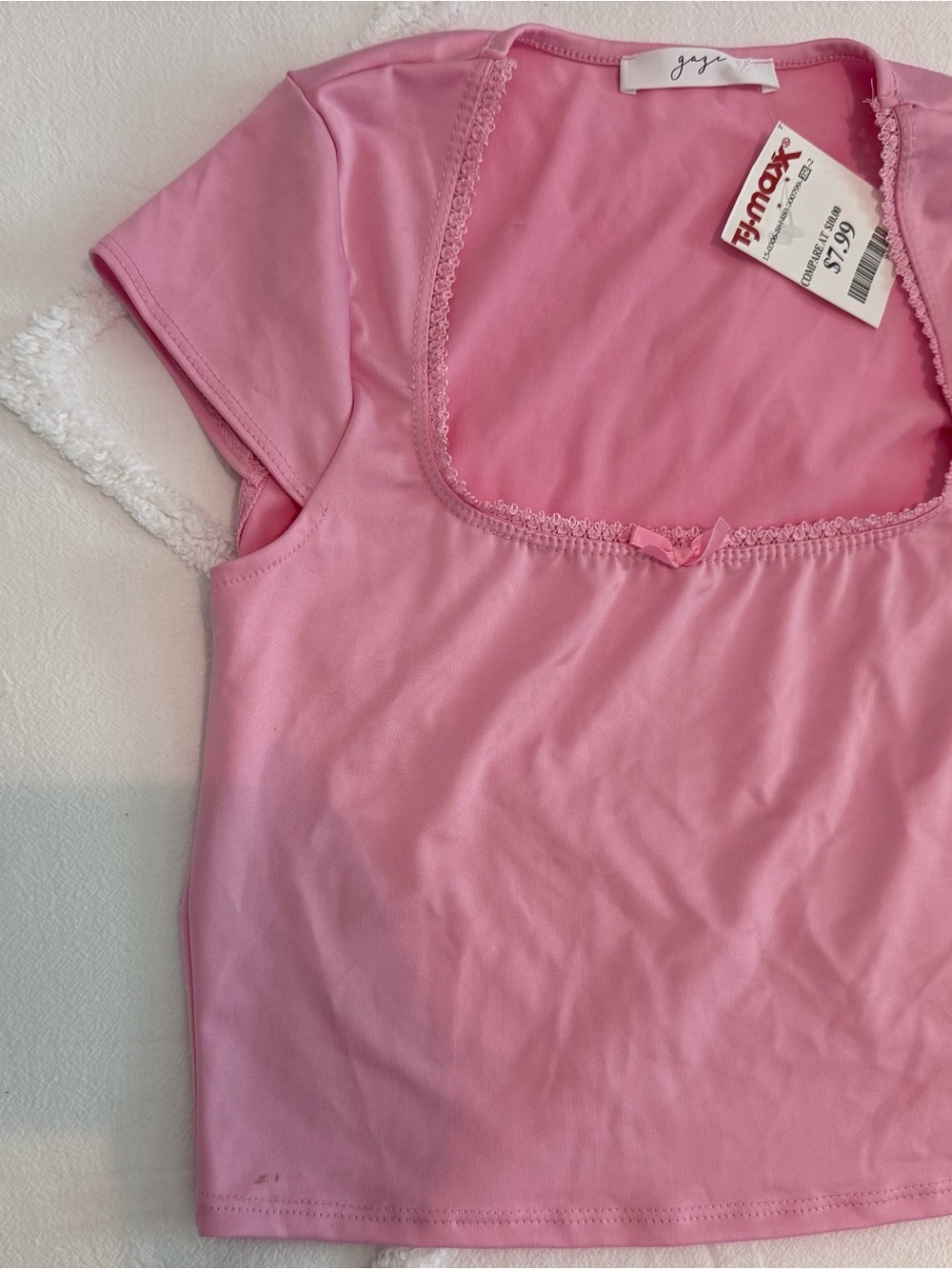 gaze Pink Short-Sleeve Lace-Trim Sleep Tee